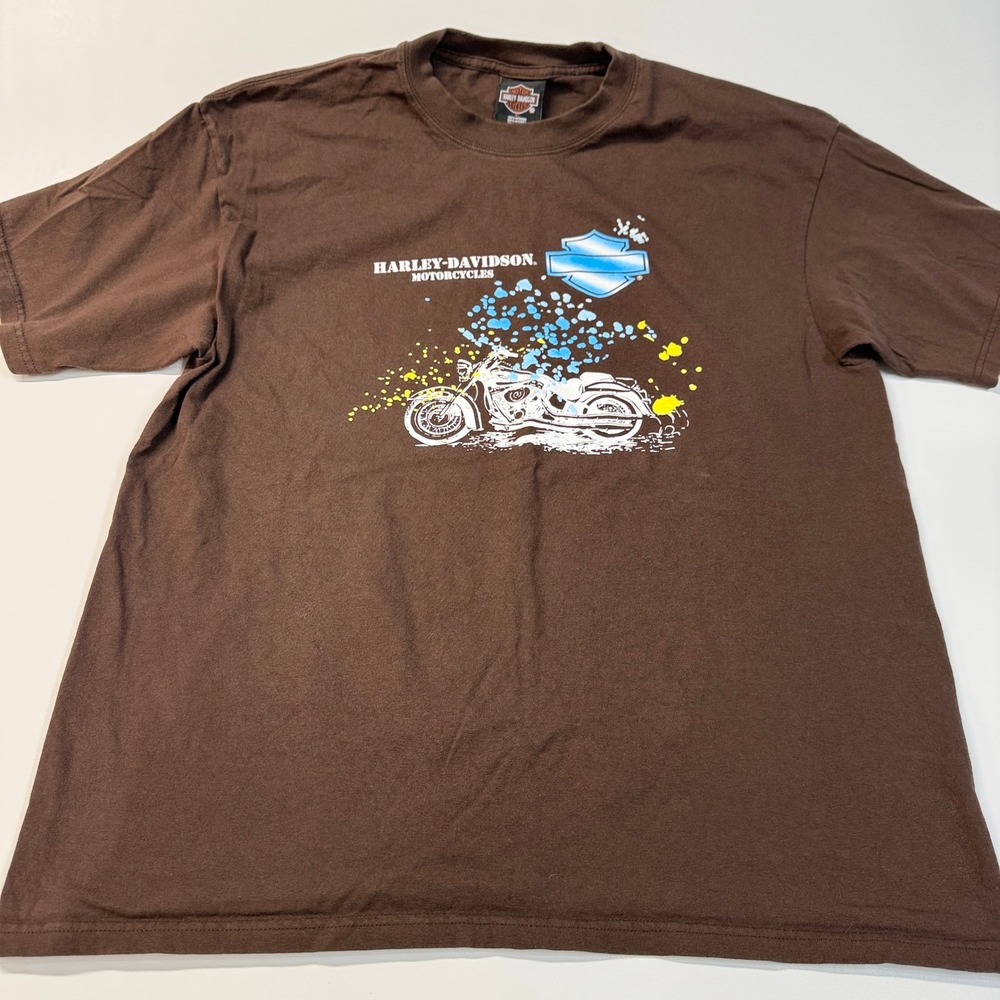 Harley Davidson Vintage Brown Graphic T Shirt Men XL Cotton‎ Cancun Mexico